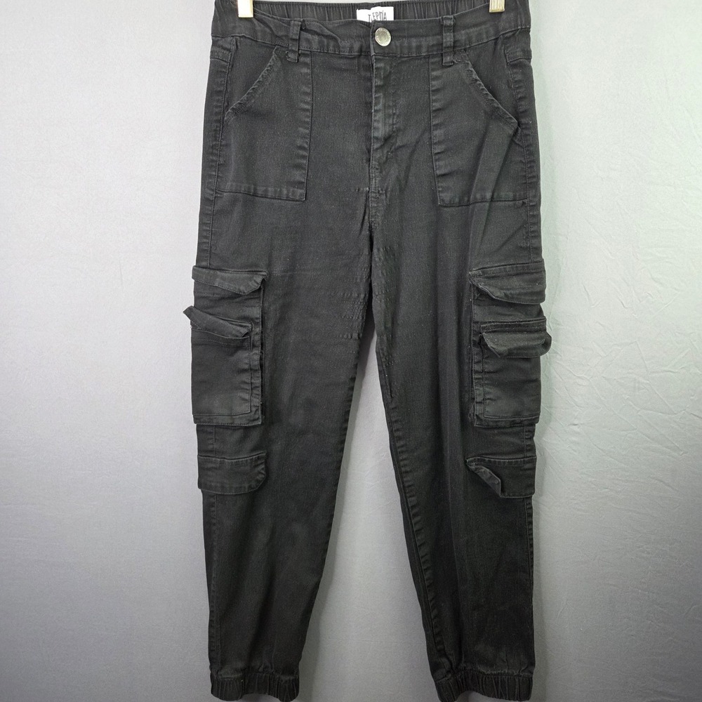 Telepatia Cargo Jogger Pants Womens 11/30 Black High Rise Stretch Utility Pocket